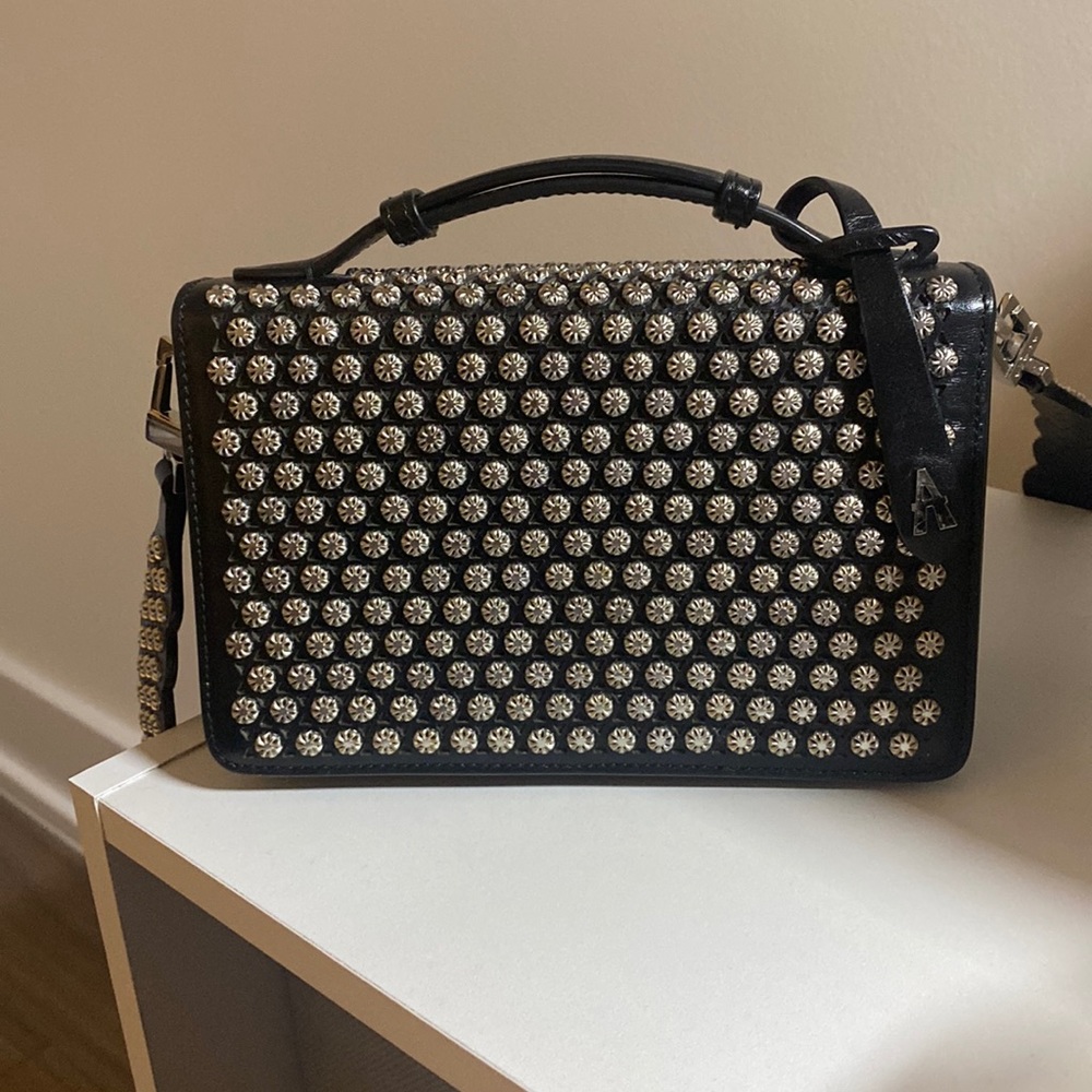 Alaia Black Crystal-Embellished Mini Top-Handle Bag